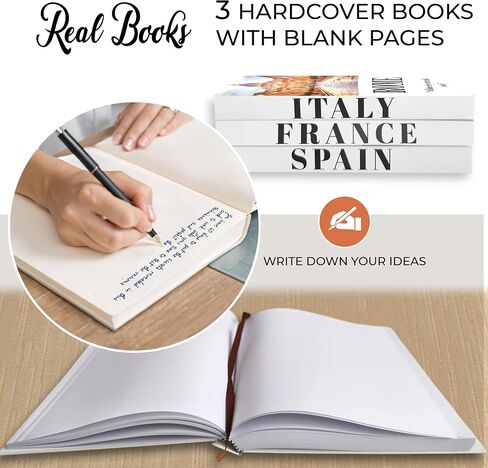 SIMPILIFY ASTHETIC - Decorative Books Set of 3 with Golden Garland Bead - Decorative Books for Coffee Table - Decorative Books for Home Decor - Designer Books Decor Set - Faux Books for Bookshelf in Saudi Arabia