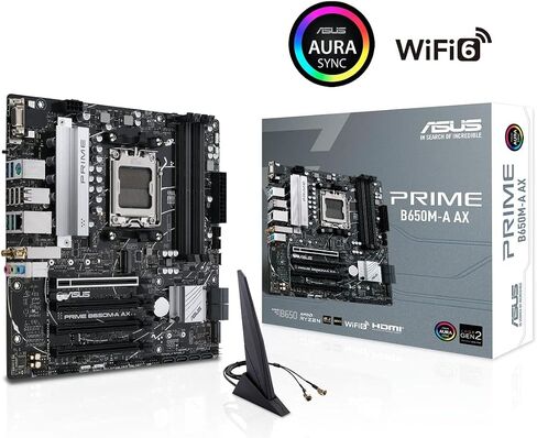 ASUS Prime B650M-A AX AMD B650(Ryzen 7000) Micro-ATX Motherboard(DDR5,PCIe 5.0 M.2,2.5Gb LAN,Wi-Fi 6, DP,USB 3.2 Gen 2 Ports,Front USB 3.2 Gen 1 Type-C®, BIOS Flashback™, CEC Tier II Ready) (Renewed) in Saudi Arabia