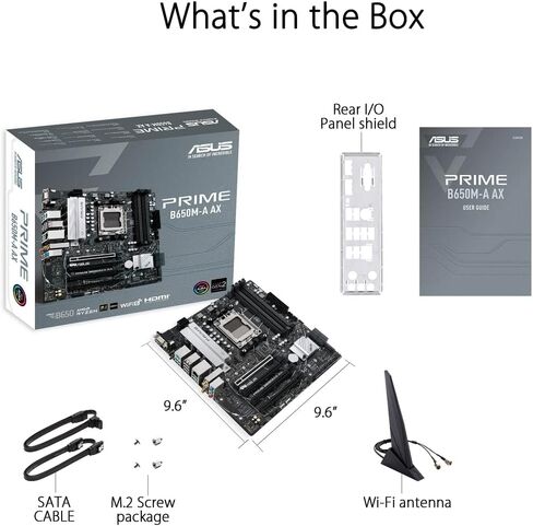 ASUS Prime B650M-A AX AMD B650(Ryzen 7000) Micro-ATX Motherboard(DDR5,PCIe 5.0 M.2,2.5Gb LAN,Wi-Fi 6, DP,USB 3.2 Gen 2 Ports,Front USB 3.2 Gen 1 Type-C®, BIOS Flashback™, CEC Tier II Ready) (Renewed) in Saudi Arabia
