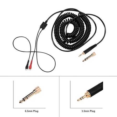 استبدال سلك سماعة الرأس ملفوف لـ Sennheiser HD25 HD560 HD540 HD480 HD430 414 HD250 ، سلك كابل الصوت 3.5 مم 1/8 "بوس و 6.35 مم 1/4" ، 6M (19.69ft) in Saudi Arabia