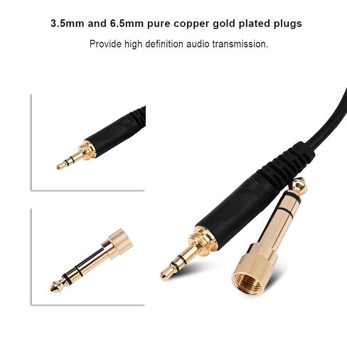 استبدال سلك سماعة الرأس ملفوف لـ Sennheiser HD25 HD560 HD540 HD480 HD430 414 HD250 ، سلك كابل الصوت 3.5 مم 1/8 "بوس و 6.35 مم 1/4" ، 6M (19.69ft) in Saudi Arabia