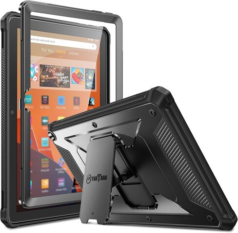حافظة Fintie مقاومة للصدمات للكمبيوتر اللوحي الجديد Fire HD 10 (الجيل الثالث عشر 10.1 بوصة، إصدار 2023)، [Tuatara] غطاء مسند هجين متين من الصدمات مع واقي شاشة مدمج، أزرق in Saudi Arabia