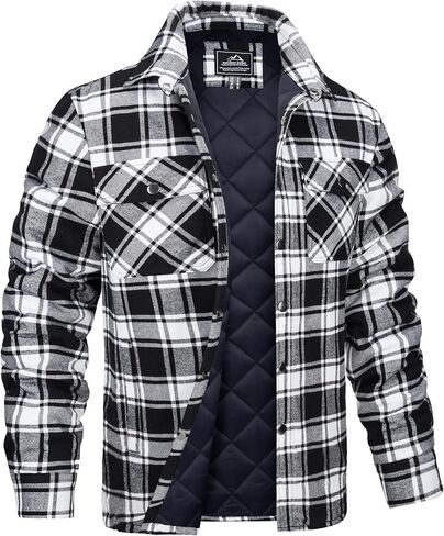 MAGCOMSEN Men's Flannel Shirt Jacket with Quilted Lined Long Sleeve Plaid Coat Button Down Thick Outwear Winter in Kuwait