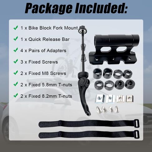 جبل شوكة الدراجات - إطلاق سريع من خلال محول المحور للطريق/MTB ، حاملة رف سقف الألومنيوم من الفضاء الفضائي مع محولات عالمية (حامل دراجة ثقيلة) in Kuwait