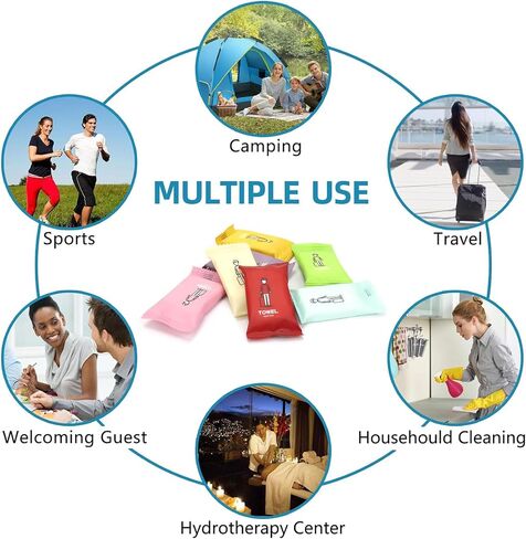 28 Pack Compressed Towels for Travel, Disposable Camping Towels - Quick Dry, Compact, Reusable, Portable Travel Towels for Backpacking, Hiking, Gym, Emergency, Survival Kit (9" x 12") in Saudi Arabia