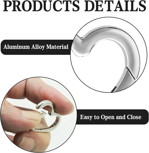 8Pcs Heart Shaped Keychain Clip Zinc Alloy Carabiner Cute Cool Spring Snap Clasp Hook Handbag Accessories Key Ring for Camping Hiking Fishing Traveling in Saudi Arabia