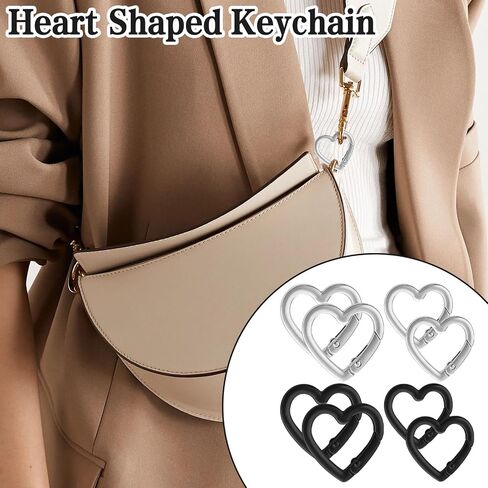 8Pcs Heart Shaped Keychain Clip Zinc Alloy Carabiner Cute Cool Spring Snap Clasp Hook Handbag Accessories Key Ring for Camping Hiking Fishing Traveling in Saudi Arabia