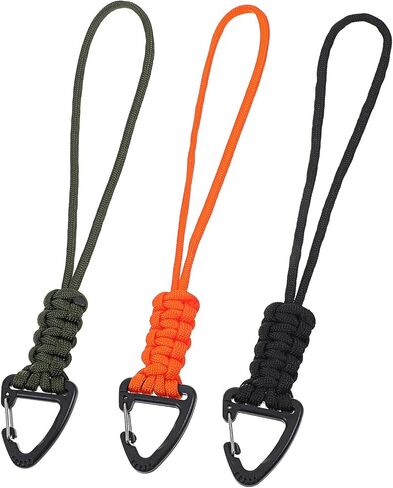3 حزمة Paracord Lanyard مع المثلث Carabiner Clip - سلسلة مفاتيح حبل متينة للمفاتيح ، حقيبة الظهر ، البقاء على قيد الحياة في الهواء الطلق ، التخييم والعتاد (أسود ، أخضر الجيش ، البرتقالي) in Saudi Arabia