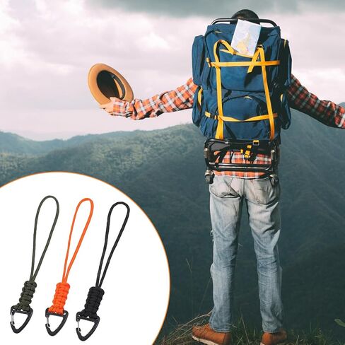 3 حزمة Paracord Lanyard مع المثلث Carabiner Clip - سلسلة مفاتيح حبل متينة للمفاتيح ، حقيبة الظهر ، البقاء على قيد الحياة في الهواء الطلق ، التخييم والعتاد (أسود ، أخضر الجيش ، البرتقالي) in Saudi Arabia