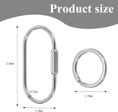 4 Pieces of Screw Lock Keychain, Screw Carabiner, Lightweight and Portable, can be Used for a Long Time, Unisex, Suitable for Home, Travel, Etc. (White Nickel Color) in Saudi Arabia