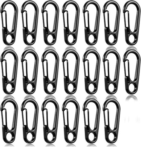 20 PCS MINI CARABINER CLIP ، 1.2 بوصة من سلاسل مفاتيح خطاف صغيرة من الزنبرك ، سوداء مصغرة لملحقات حقيبة الظهر في الهواء الطلق في الهواء الطلق. in Kuwait
