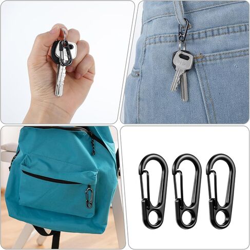 20 PCS MINI CARABINER CLIP ، 1.2 بوصة من سلاسل مفاتيح خطاف صغيرة من الزنبرك ، سوداء مصغرة لملحقات حقيبة الظهر في الهواء الطلق في الهواء الطلق. in Kuwait