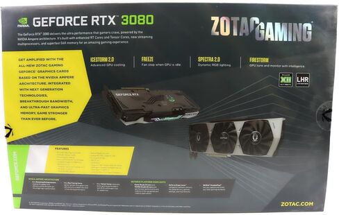 Zotac Gaming Geforce RTX 3080 Trinity OC LHR 12GB GDDR6X 384-BIT 19 GBPS PCIE 4.0 GAMESTS ، ICESTORM 2.0 ADVACTION COARD ، SPECTRA 2.0 RGB ، in Kuwait