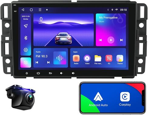 راديو ستريو سيارة 8 بوصة لشيفروليه تشيفي سيلفرادو/GMC Sierra Yukon/Buick Enclave Android 12 Auto Carplay 8core Qled Touch Screen GPS Savigation Control Wireless Marroring 5Gwifi (3+32g) in Kuwait