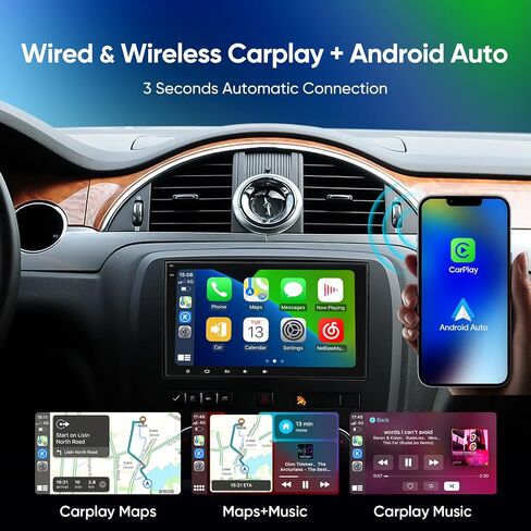 راديو ستريو سيارة 8 بوصة لشيفروليه تشيفي سيلفرادو/GMC Sierra Yukon/Buick Enclave Android 12 Auto Carplay 8core Qled Touch Screen GPS Savigation Control Wireless Marroring 5Gwifi (3+32g) in Kuwait