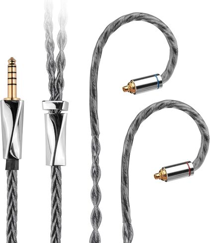 MMCX Connectors 8N Single Crystal Copper Silver Plated Mixed Cord Compatible with Sennheiser IE900 IE600 Shure SE315 SE535 UE900s TIN Audio T2 PRO BGVP IEMs 4.9ft 3.5mm Plug in Kuwait