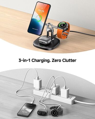 Magnetic Wireless Charging Station for Samsung, 3-in-1 Fast Charger for Galaxy S25/S24/S23/Z Fold7/Z Flip 7/S22, Galaxy Watch 8/8 Classic/Ultra/7/6/5/4, Galaxy Buds3 Pro, SwanScout 712SM (No Adapter) in Saudi Arabia