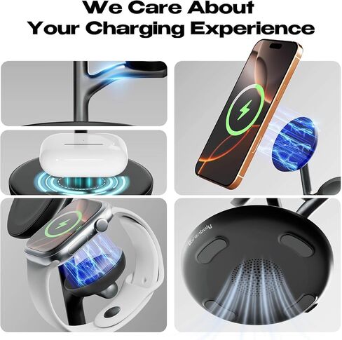 3 in 1 Wireless Charging Station for Multiple Devices Apple Magsafe Charger Stand, Fast Magnetic Mag-Safe Wireless Charger Dock for iPhone 16 15 14 13 12 Series Watch Airpods NigntStand Charging Dock in Saudi Arabia