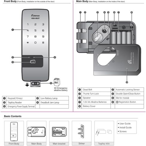 G -Touch Digital Vertibolt Rim Lock - Body Super Super Traceless ، وضع رئيسي ، قفل قسري ، قفل تلقائي ، التحكم في مستوى الصوت ، إنذار البطارية الصامت منخفضة ، دعم طوارئ الطوارئ in Saudi Arabia