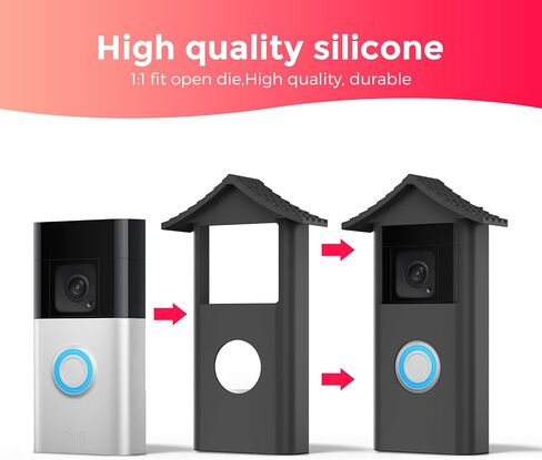 Augstci Silicone Case for Ring Battery Doorbell 2024 - Military -Brade Shockproof | IP65 مقاوم للماء | UV مقاومة - أسود in Saudi Arabia