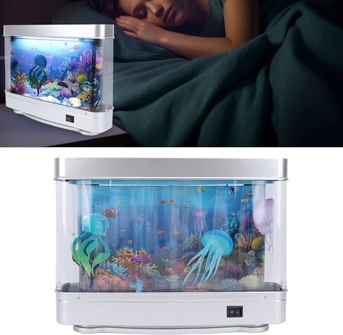 YOUTHINK Fake Fish Tank Lamp, with HD Screen and White Light, Moving Aquarium Lamp USB 5V Plug in for Bedroom, Desktop, Ideal Present for Any Occasion in Saudi Arabia