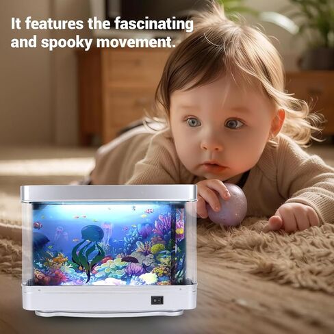 YOUTHINK Fake Fish Tank Lamp, with HD Screen and White Light, Moving Aquarium Lamp USB 5V Plug in for Bedroom, Desktop, Ideal Present for Any Occasion in Saudi Arabia