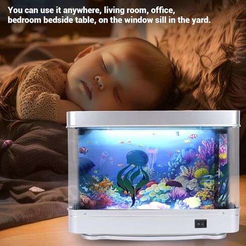 YOUTHINK Fake Fish Tank Lamp, with HD Screen and White Light, Moving Aquarium Lamp USB 5V Plug in for Bedroom, Desktop, Ideal Present for Any Occasion in Saudi Arabia