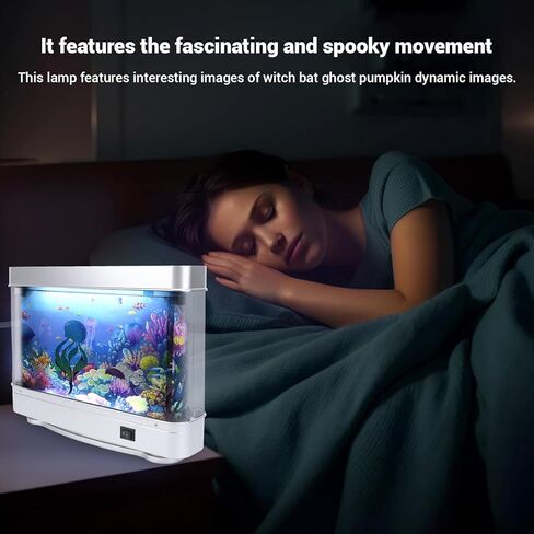 YOUTHINK Fake Fish Tank Lamp, with HD Screen and White Light, Moving Aquarium Lamp USB 5V Plug in for Bedroom, Desktop, Ideal Present for Any Occasion in Saudi Arabia