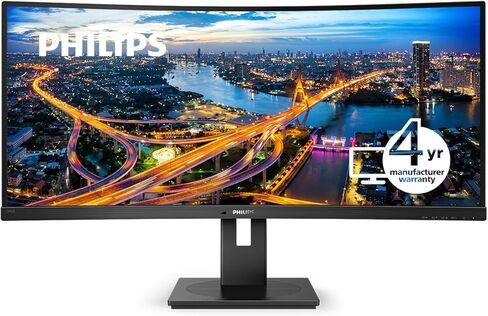 Philips 346B1C/17 34" Curved Monitor, UltraWide QHD, 1500R, USB-C (PD 90W), HDMI, USB-Hub, RJ45, EPEAT, Built-in Speaker, Height Adjustable, 4 Year Warranty, TAA (Trade Agreement Act) Compliant in Saudi Arabia
