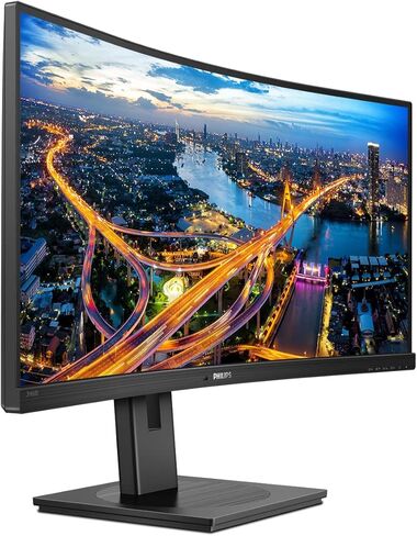 Philips 346B1C/17 34" Curved Monitor, UltraWide QHD, 1500R, USB-C (PD 90W), HDMI, USB-Hub, RJ45, EPEAT, Built-in Speaker, Height Adjustable, 4 Year Warranty, TAA (Trade Agreement Act) Compliant in Saudi Arabia