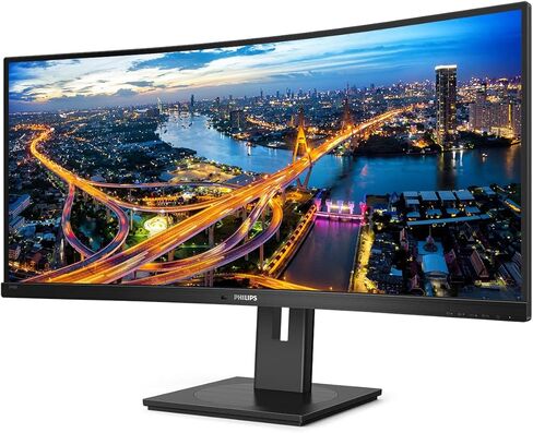 Philips 346B1C/17 34" Curved Monitor, UltraWide QHD, 1500R, USB-C (PD 90W), HDMI, USB-Hub, RJ45, EPEAT, Built-in Speaker, Height Adjustable, 4 Year Warranty, TAA (Trade Agreement Act) Compliant in Saudi Arabia