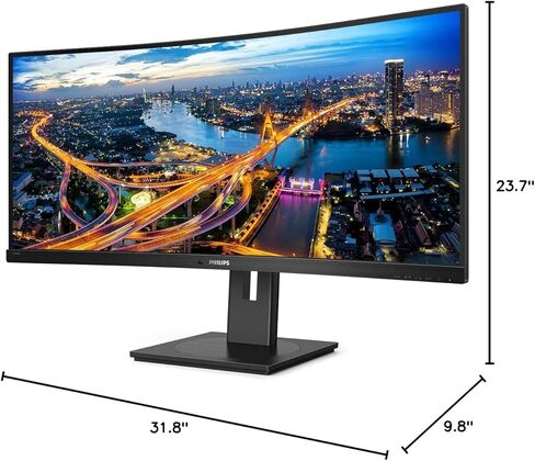 Philips 346B1C/17 34" Curved Monitor, UltraWide QHD, 1500R, USB-C (PD 90W), HDMI, USB-Hub, RJ45, EPEAT, Built-in Speaker, Height Adjustable, 4 Year Warranty, TAA (Trade Agreement Act) Compliant in Saudi Arabia