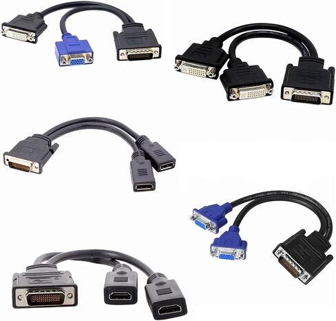 LFH DMS 59PIN CABLITER CABLITER MALE TO 2 HDMI DVI DP Female Extension Adapter for Graphics Card Computer TV M> ONI> TOR (DMS 59PIN-2 VGA) in Saudi Arabia