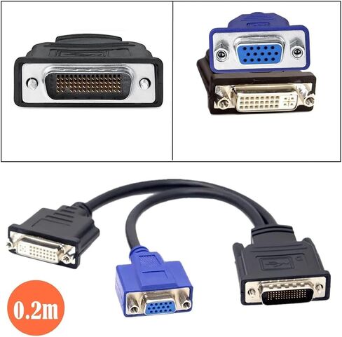 LFH DMS 59PIN CABLITER CABLITER MALE TO 2 HDMI DVI DP Female Extension Adapter for Graphics Card Computer TV M> ONI> TOR (DMS 59PIN-2 VGA) in Saudi Arabia