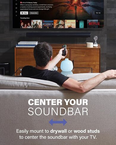حامل مكبر صوت قابل للتمديد على الحائط من Sanus مصمم لشريط الصوت Sonos Arc - تصميم منخفض ومحسن للصوت -OSSAWM1-W2 in Saudi Arabia