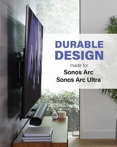 حامل مكبر صوت قابل للتمديد على الحائط من Sanus مصمم لشريط الصوت Sonos Arc - تصميم منخفض ومحسن للصوت -OSSAWM1-W2 in Saudi Arabia