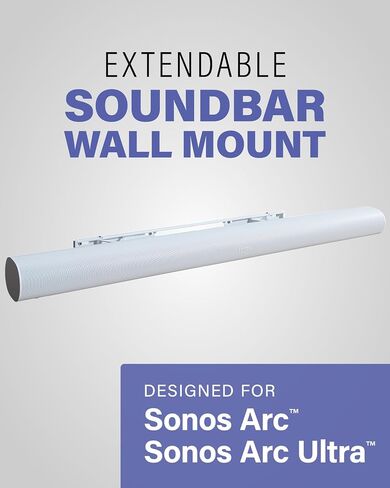 حامل مكبر صوت قابل للتمديد على الحائط من Sanus مصمم لشريط الصوت Sonos Arc - تصميم منخفض ومحسن للصوت -OSSAWM1-W2 in Saudi Arabia