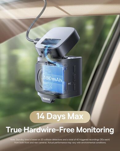BASEUS VD1 Pro Dash Cam الأمامي والخلفي ، كاميرا اندفاعة 4K+1080P للسيارات ، وضع وقوف السيارات الخالي من الأسلاك ، Vision Starvis Night ، بطاقة 32 جيجابايت ، واي فاي 5 جيجا هرتز ، GPS ، زاوية بعرض 170 درجة ، التحكم الصوتي in Saudi Arabia