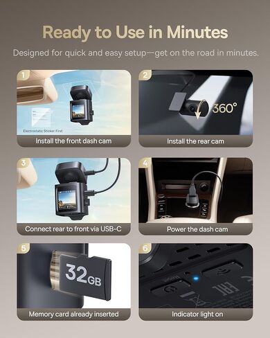 BASEUS VD1 Pro Dash Cam الأمامي والخلفي ، كاميرا اندفاعة 4K+1080P للسيارات ، وضع وقوف السيارات الخالي من الأسلاك ، Vision Starvis Night ، بطاقة 32 جيجابايت ، واي فاي 5 جيجا هرتز ، GPS ، زاوية بعرض 170 درجة ، التحكم الصوتي in Saudi Arabia