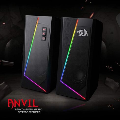 Redragon GS520 Anvil RGB Desktop Speakers, 2.0 Channel PC Computer Stereo Speaker with 6 Colorful LED Modes in Saudi Arabia
