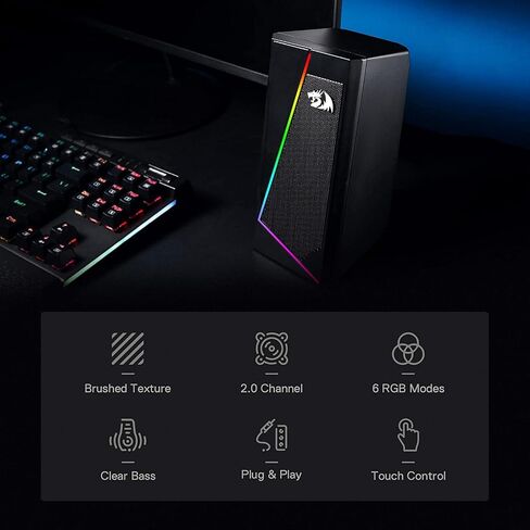 Redragon GS520 Anvil RGB Desktop Speakers, 2.0 Channel PC Computer Stereo Speaker with 6 Colorful LED Modes in Saudi Arabia
