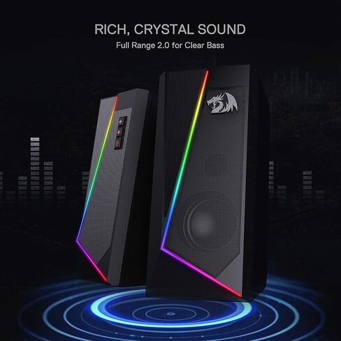 Redragon GS520 Anvil RGB Desktop Speakers, 2.0 Channel PC Computer Stereo Speaker with 6 Colorful LED Modes in Saudi Arabia