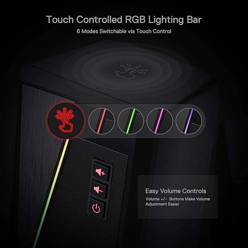 Redragon GS520 Anvil RGB Desktop Speakers, 2.0 Channel PC Computer Stereo Speaker with 6 Colorful LED Modes in Saudi Arabia