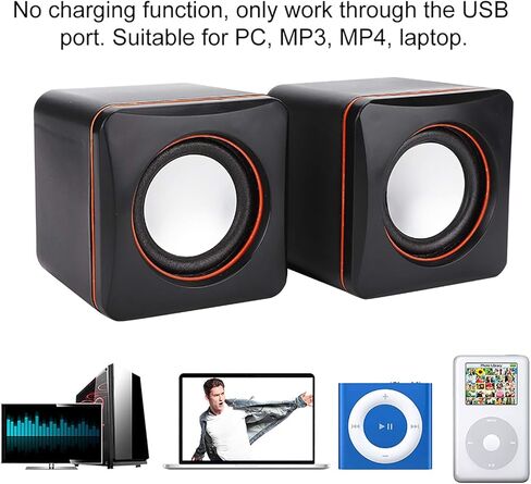 Fydun USB, Wired Speaker for Desktop Laptop Small Desktop Stereo 3.5mm Jack Speakers PC Computer(Dual Track) (binaural) in Saudi Arabia