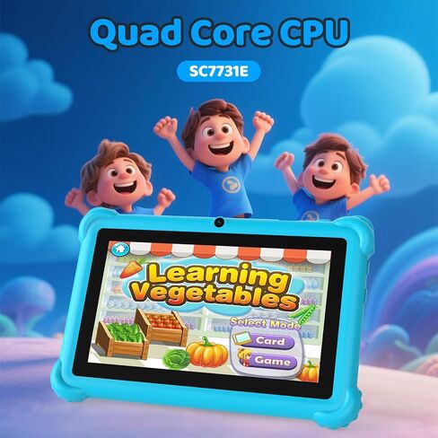 الأطفال اللوحي 7 بوصة Android 12.0 Edition Toddler ، شاشة IPS ، RAM 4GB 32GB ROM ، Bluetooth ، أدوات التحكم في الوالدين ، الكاميرا المزدوجة ، حالة رائعة للألعاب التعليمية. in Kuwait