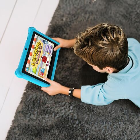 الأطفال اللوحي 7 بوصة Android 12.0 Edition Toddler ، شاشة IPS ، RAM 4GB 32GB ROM ، Bluetooth ، أدوات التحكم في الوالدين ، الكاميرا المزدوجة ، حالة رائعة للألعاب التعليمية. in Kuwait
