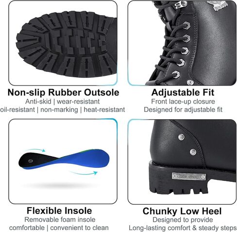 حذاء رجالي من Dream Apparel لركوب الدراجات النارية مع سحاب جانبي، حذاء برقبة طويلة من الجلد الصناعي الأسود المقاوم للماء للكاحل، حذاء عسكري برباط بكعب منخفض in Kuwait