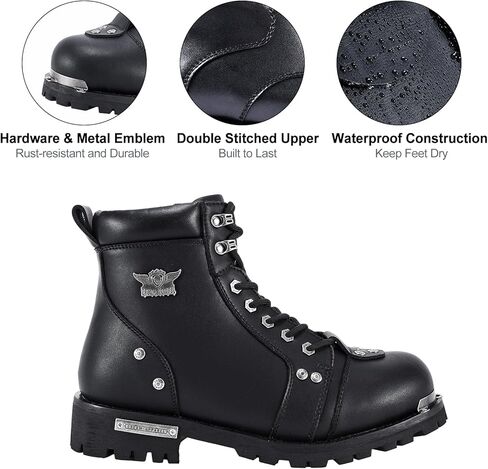 حذاء رجالي من Dream Apparel لركوب الدراجات النارية مع سحاب جانبي، حذاء برقبة طويلة من الجلد الصناعي الأسود المقاوم للماء للكاحل، حذاء عسكري برباط بكعب منخفض in Kuwait