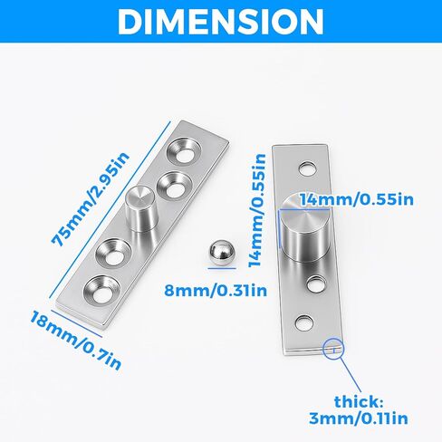 TamBee Door Pivot Hinge Heavy Duty Detent Hidden Bookcase Hinges Secret Door Hinges Stainless Steel Invisible Door Hinge Hardware with Hold Open in Kuwait