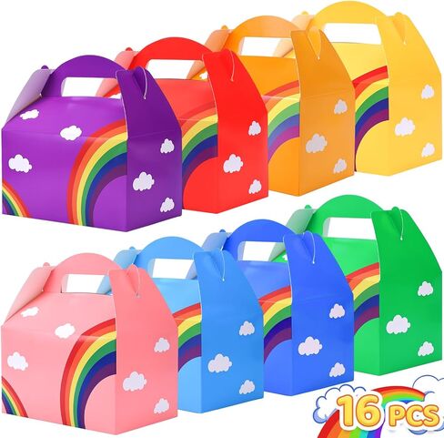 VGOODALL 16PCS Gable Treat Boxes, 6x3.5x3.5inch Party Favor Boxes Colorful Paper Gift Boxes Goodie Boxes for Kids Snacks Candy Toys Birthday Party Wedding Halloween Christmas in Kuwait